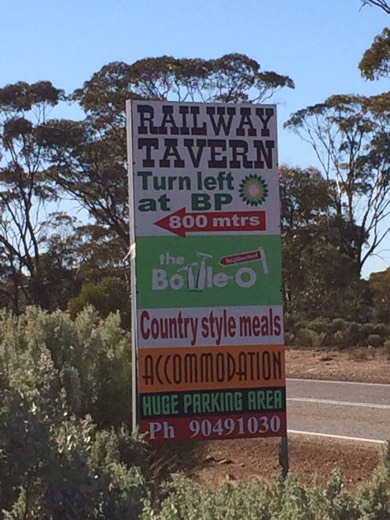 Railway Tavern Southern Cross roadside sign