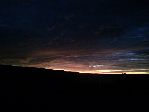 Dark winter dawn over the Eyre Highway west of Eucla