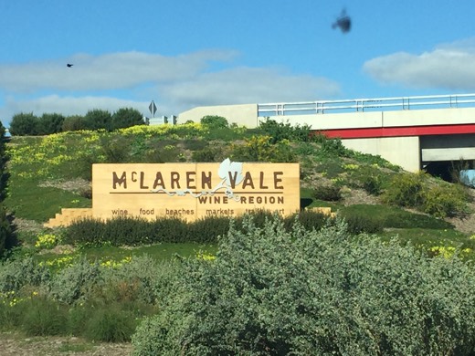 McLaren Vale welcome sign beside the road
