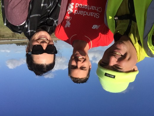 Gary with Merrick and Megan, Canning River parkrunners, beside the Dukes Highway
