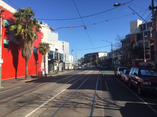 Melbourne tram tracks and city street on the Day 79 rest day