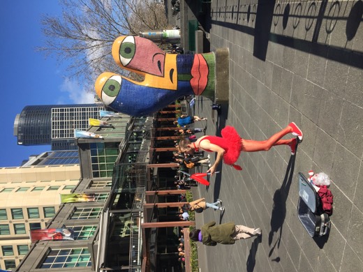 Street entertainer performing on Southbank during the Melbourne rest day