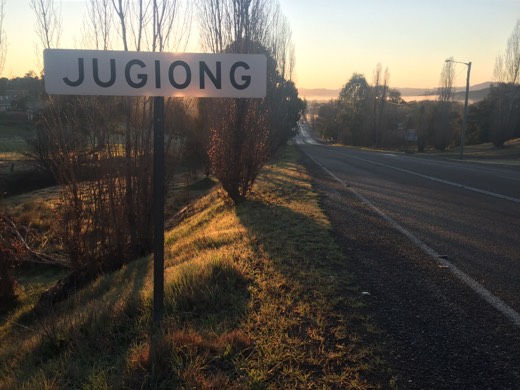 Jugiong sign beside the road during Day 95.