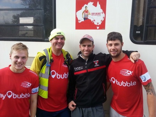 Gary, Ben, Ols and Matt Napier standing beside the campervan.