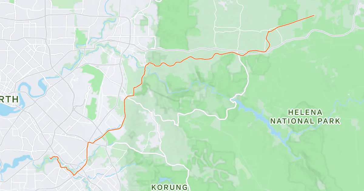 Strava route map for Day 1 from Canning River toward Chidlow